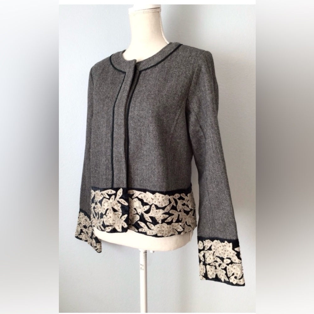 Sundance Catalog Herringbone Beaded Jacket Blazer